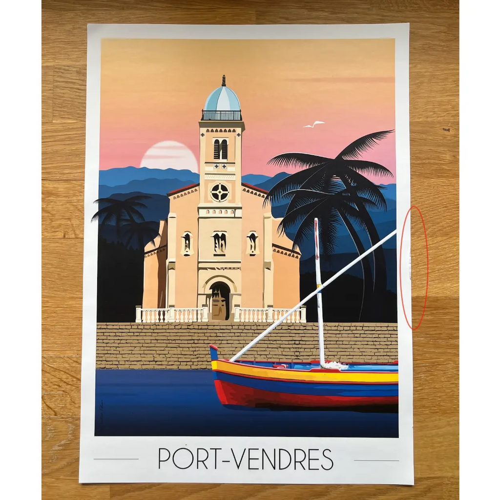 Affiche Port Vendres - Église | Imparfaite 30x42 cm