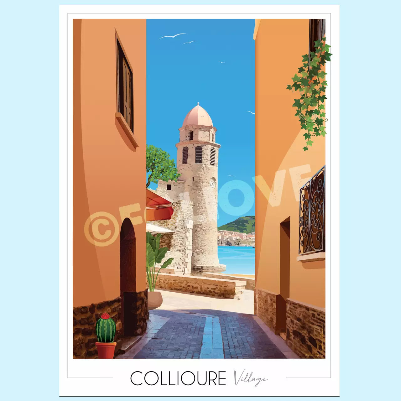 Affiche Collioure Clocher