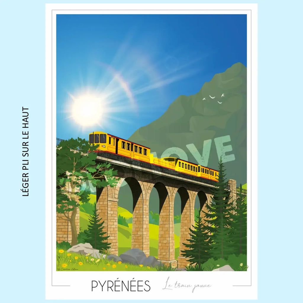 Affiche Train Jaune Pont Séjourné | Imparfaite 50x70 cm