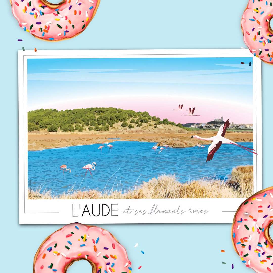 Affiche Aude et ses flamants roses