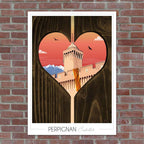 Affiche Perpignan Castillet au coucher du soleil