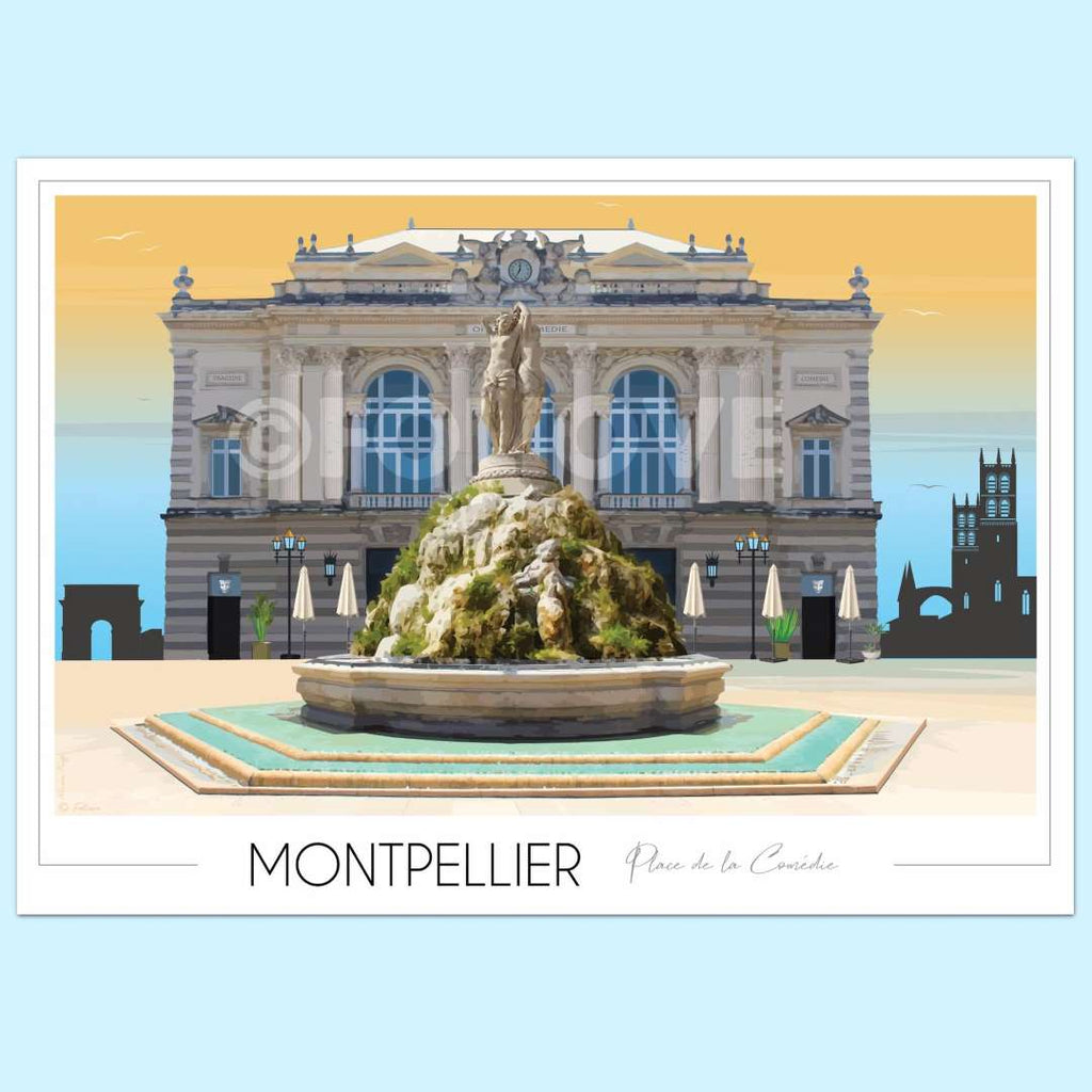 Affiche Montpellier Place de la Comédie 3 grâces