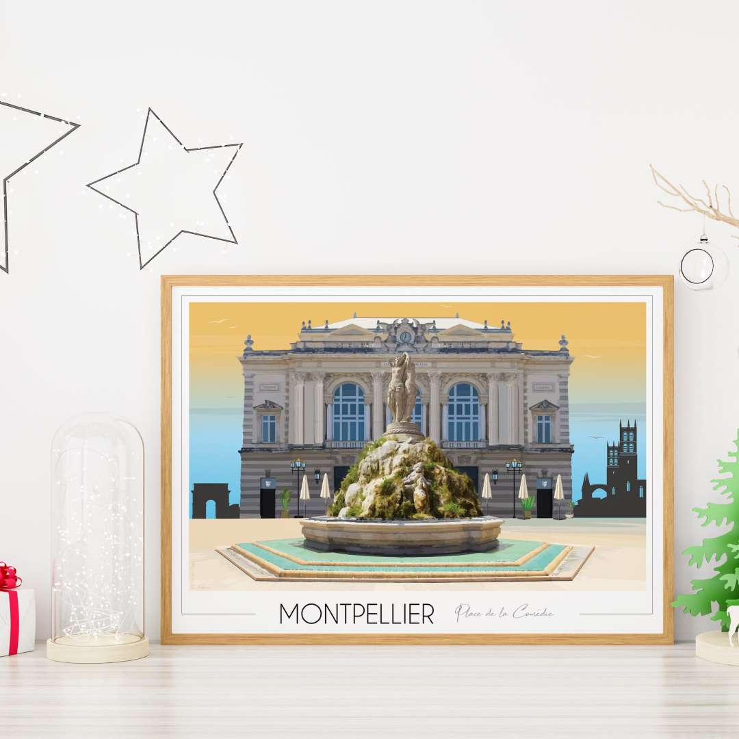 Affiche Montpellier Place de la Comédie 3 grâces