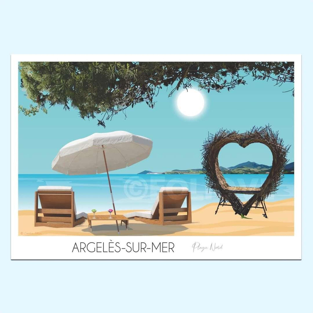 Affiche Cœur Argelès-sur-Mer plage