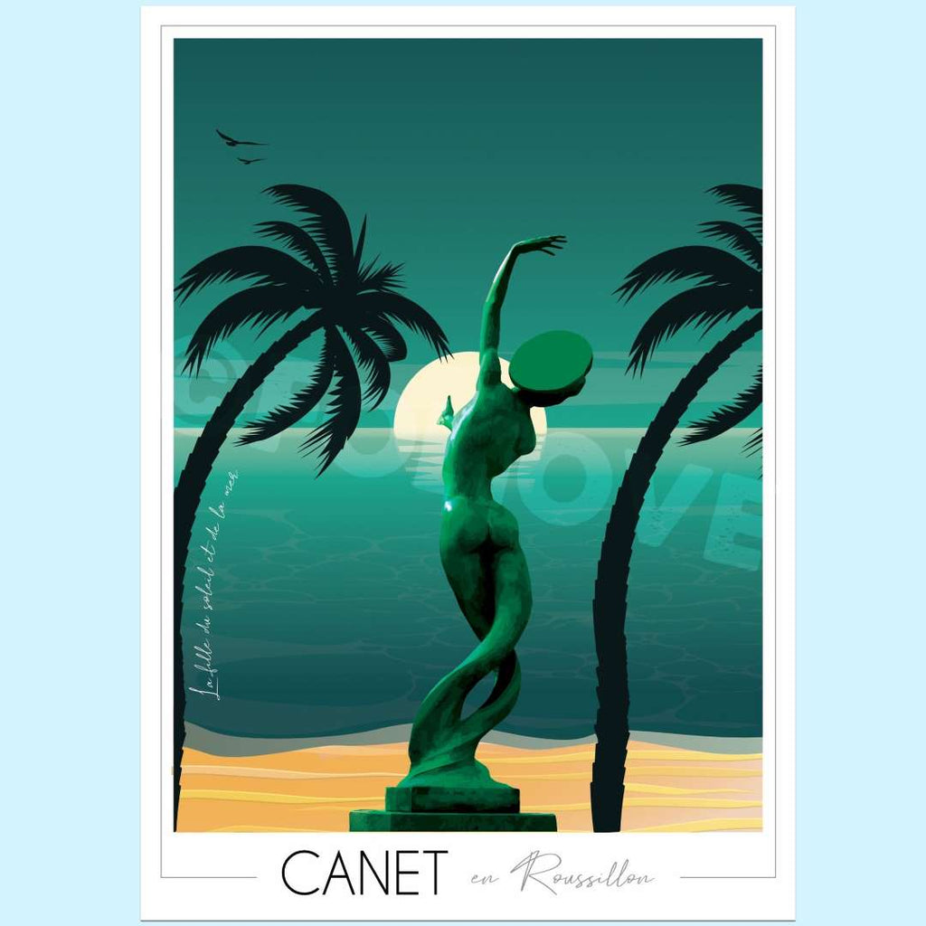 Affiche Canet en Roussillon Fille du soleil et de la mer