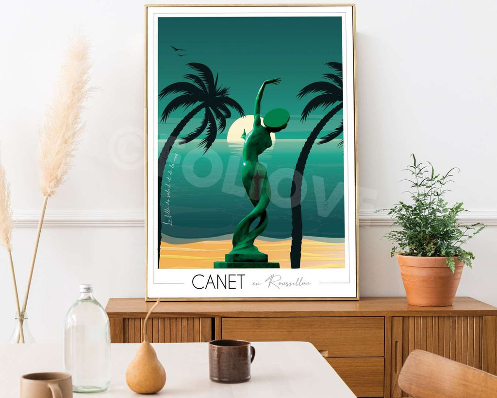 Affiche Canet en Roussillon Fille du soleil et de la mer