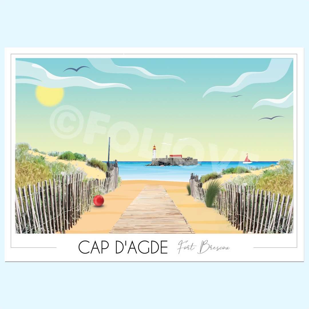 Affiche Cap d'Agde Fort Brescou