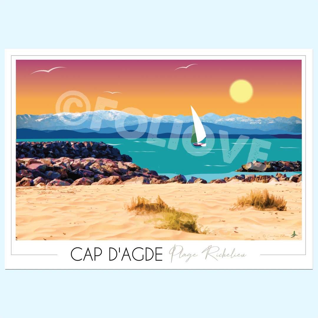Affiche Cap d'Agde Plage Richelieu