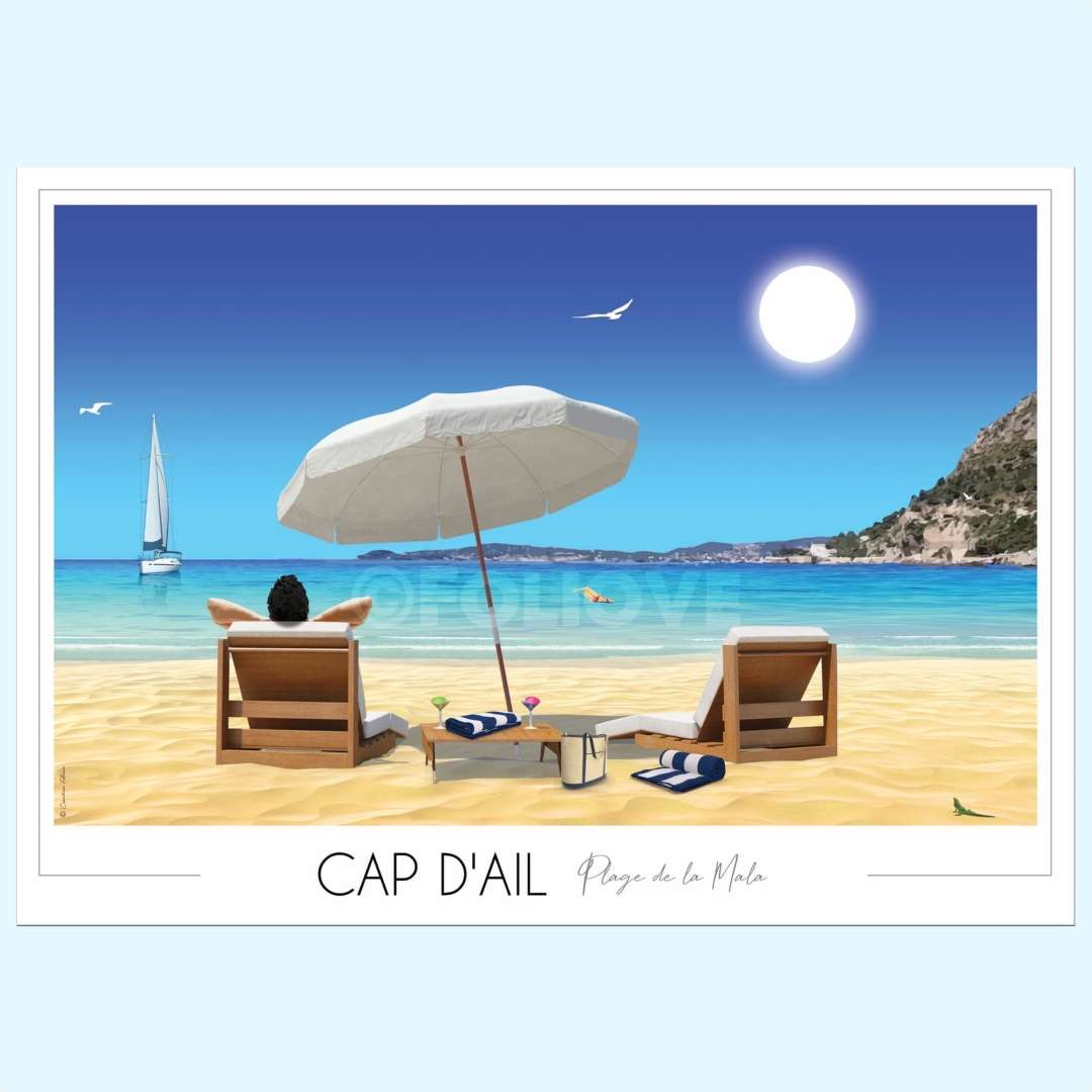 Affiche Cap d'Ail - Plage de la Mala