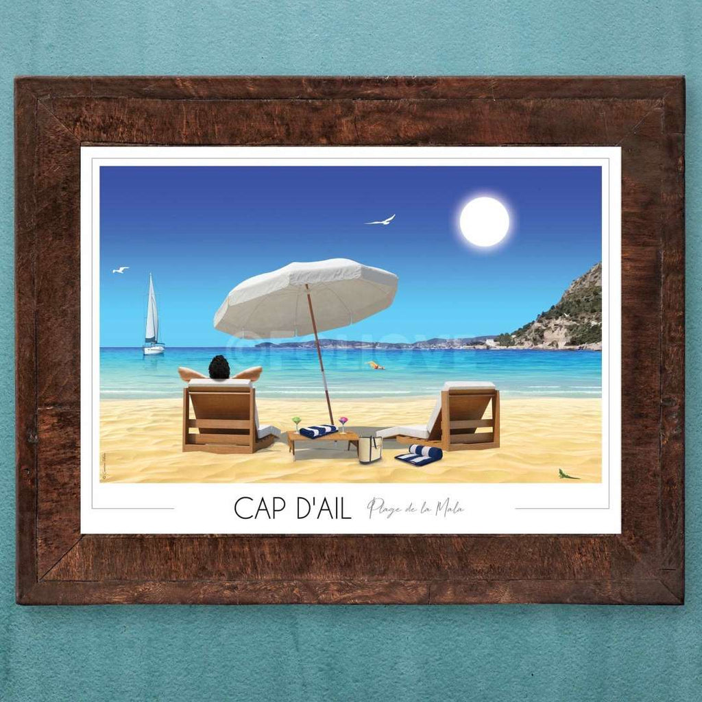 Affiche Cap d'Ail - Plage de la Mala