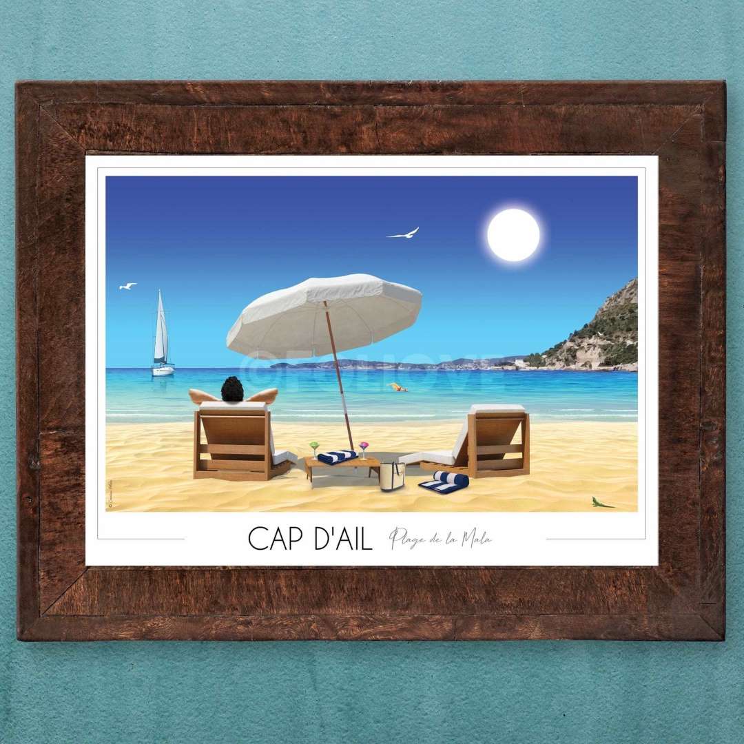 Affiche Cap d'Ail - Plage de la Mala