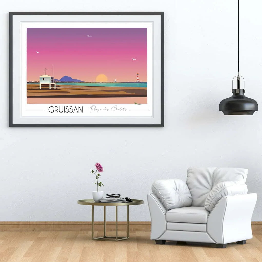 Affiche Gruissan Plage des Chalets