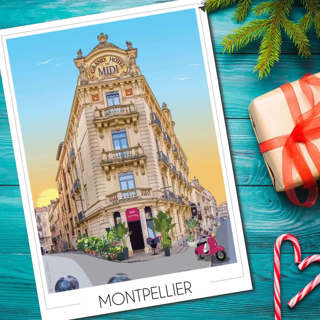 Affiche Montpellier Place de la Comédie - Hôtel du Midi