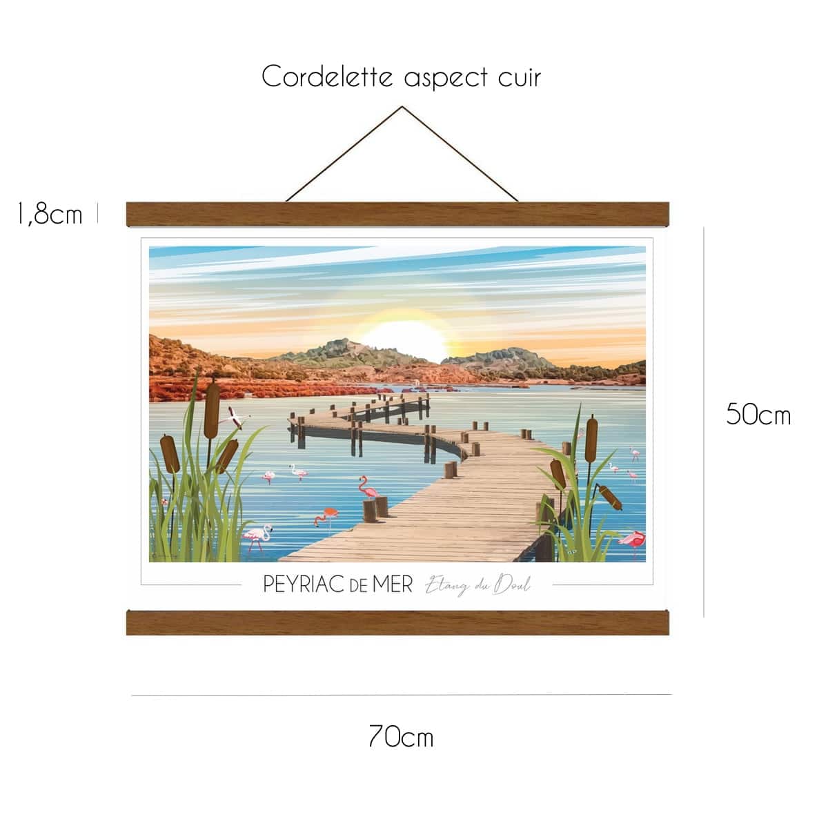 Porte-affiche magnétique - Bois Teck 70cm
