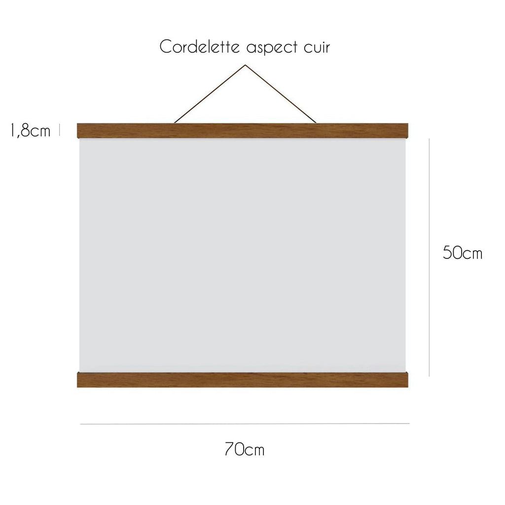 Porte-affiche magnétique - Bois Teck 70cm