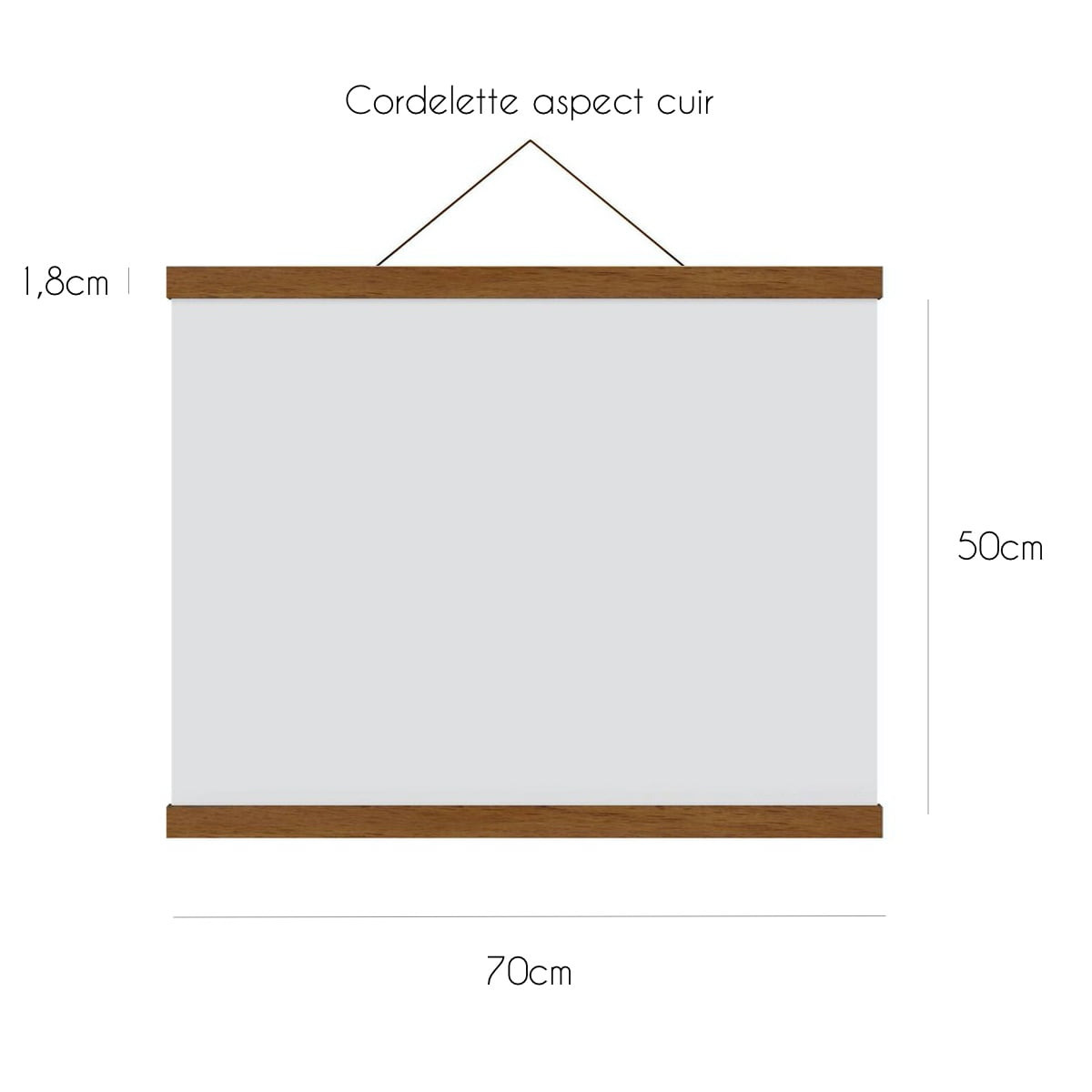 Porte-affiche magnétique - Bois Teck 70cm