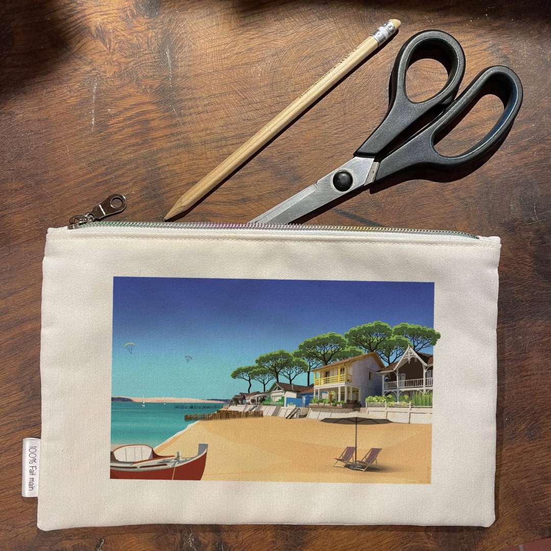 Pochette tissu Cap Ferret Village de l' Herbe