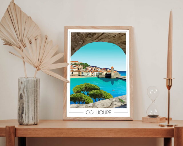 travel poster collioure village