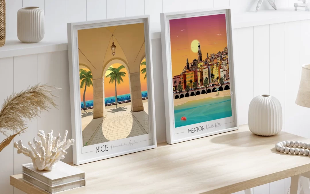 Affiches de voyage menton nice Foliove