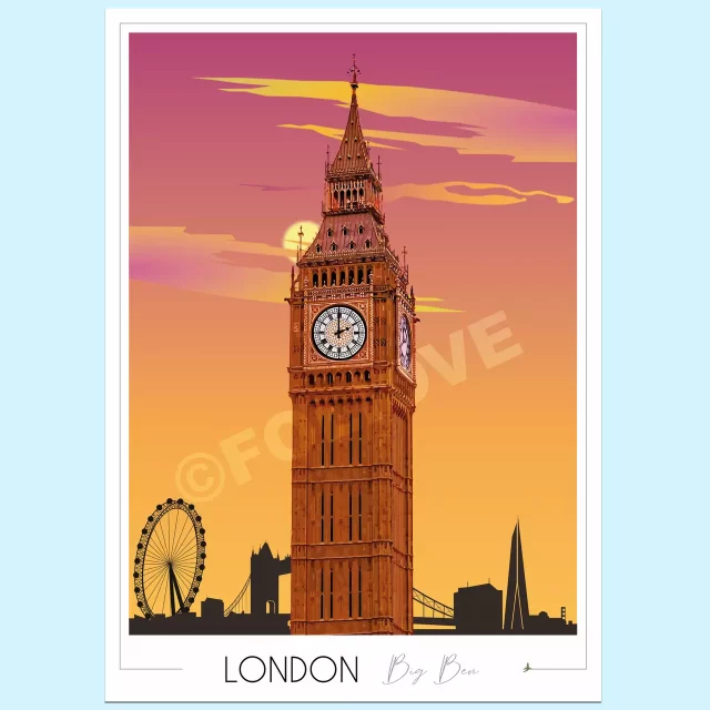Affiche Londres Big Ben Foliove
