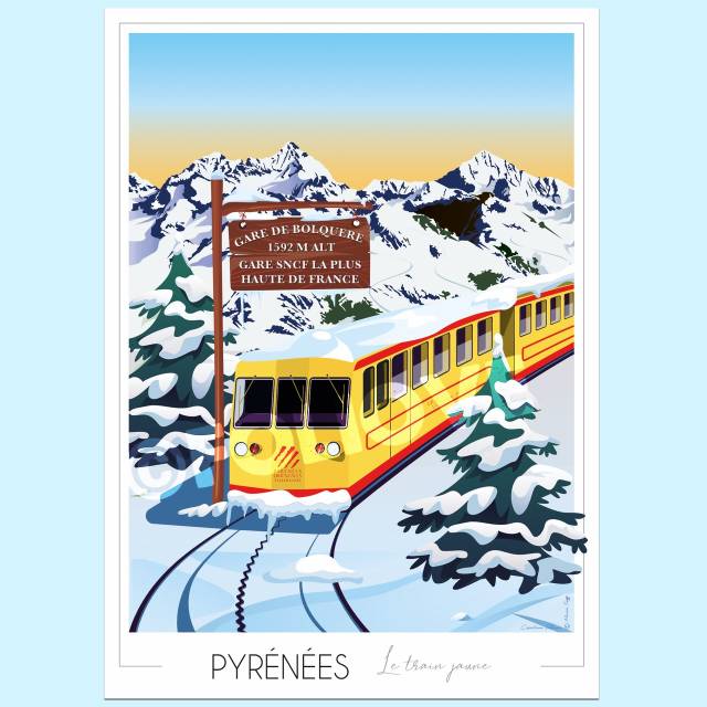 poster du Petit train jaune dans les Pyrénées
