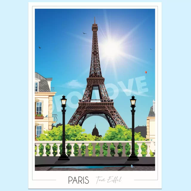 affiche ville Paris Tour Eiffel Foliove