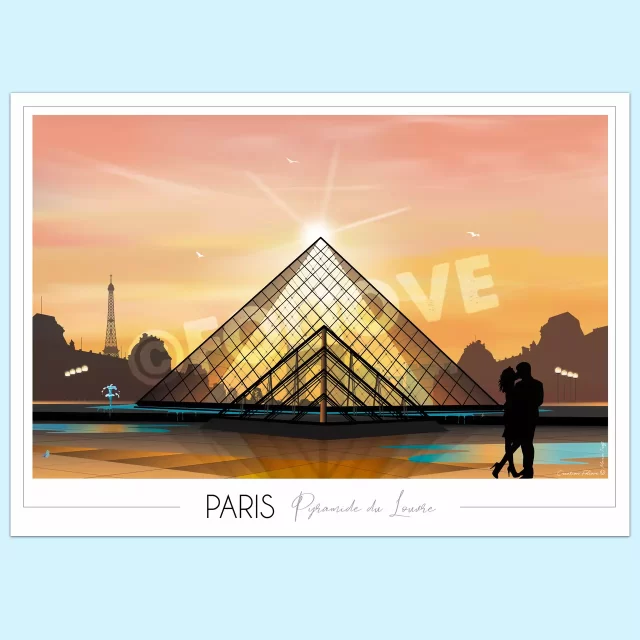 Paris Louvre Poster romantique de la ville lumière