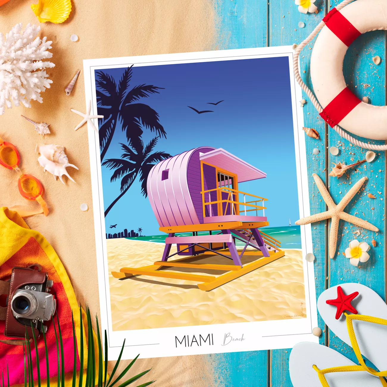 illustration Miami Beach décoration couleur