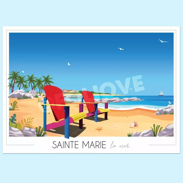 Poster Sainte Marie la mer plage Foliove