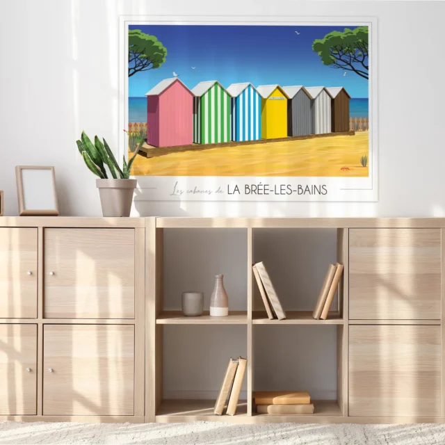 Affiche déco marine La Brée-les-Bains, dessinée par Marie Troff pour Foliove